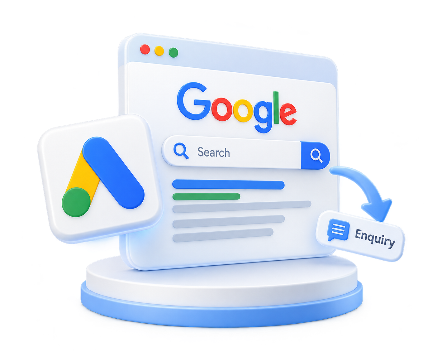Illustrative search campaign and enquiry journey